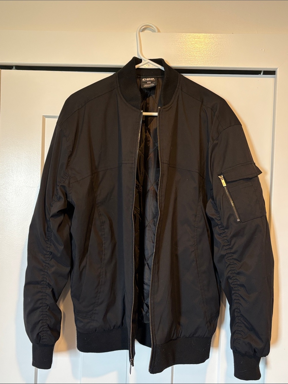 Champs Sports Gear Black Men's Bomber Jacket with Sleeve Zip Pocket